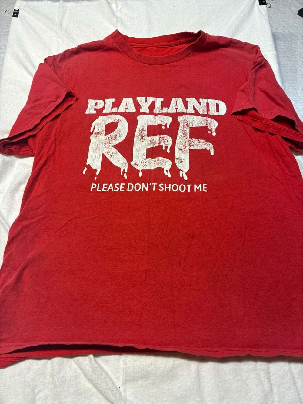Petaluma Playland Ref "Please Don't Shoot Me" Staff T-Shirt Red Size L
